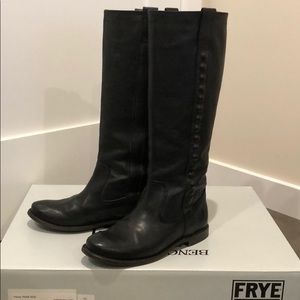 Frye Paige Stud leather boots in black, size 6.5M